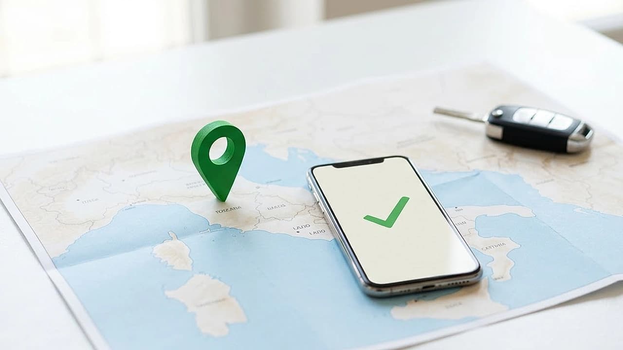 Mappa delle regioni italiane con segnaposto e smartphone con spunta verde: verifica pagamento bollo auto per regione.