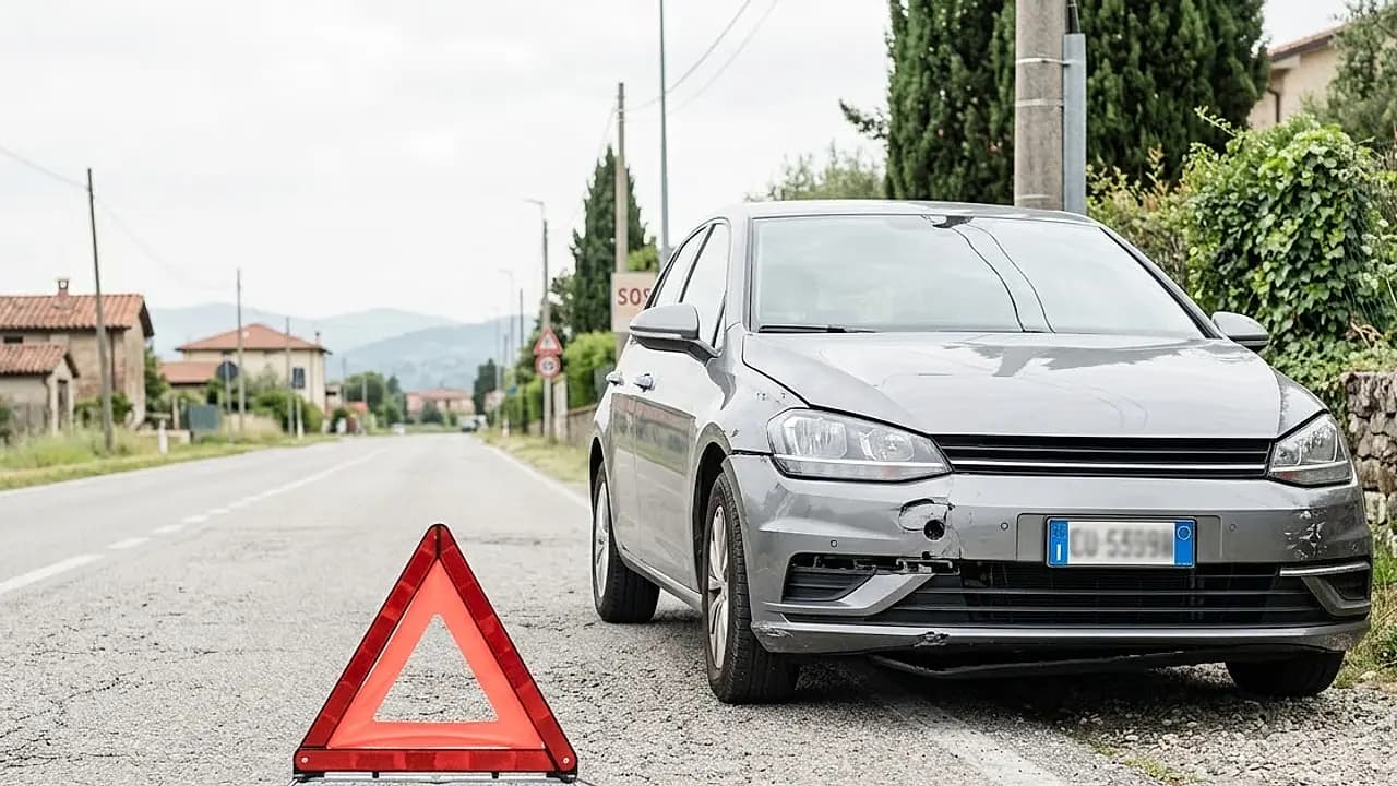 Auto incidentata a bordo strada con patente e punti di guida in Italia nel 2026
