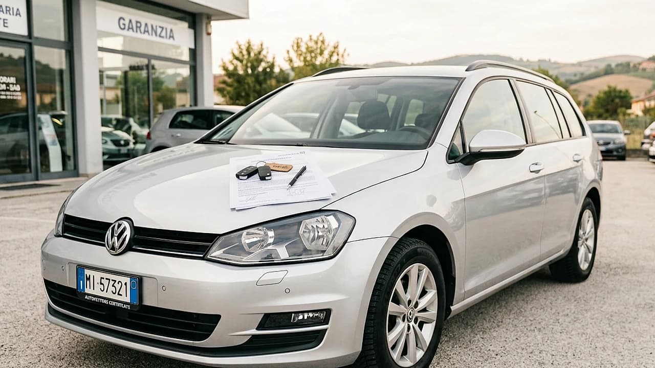Auto usata e chiavi con contratto di finanziamento, simbolo del passaggio di proprietà con finanziamento in corso nel 2026.