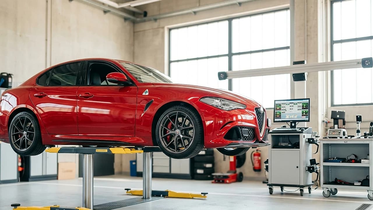 Cerchi aftermarket e carrozzeria modificata su auto in attesa di revisione, officina autorizzata MIT 2026